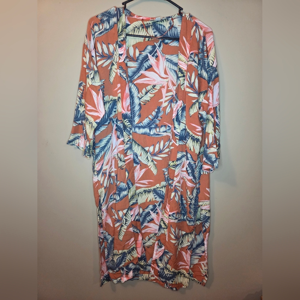 LOFT Tropical Print Duster Kimono Size Small EUC - Picture 7 of 10